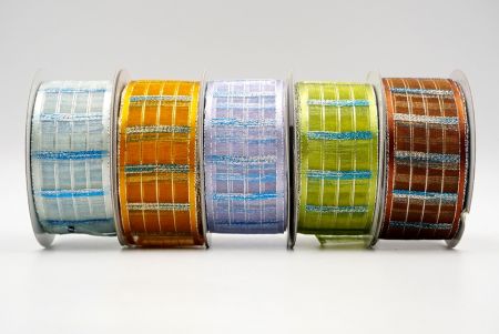 Metallic/Color Plaid Sheer Ribbon Blue_K344G-6